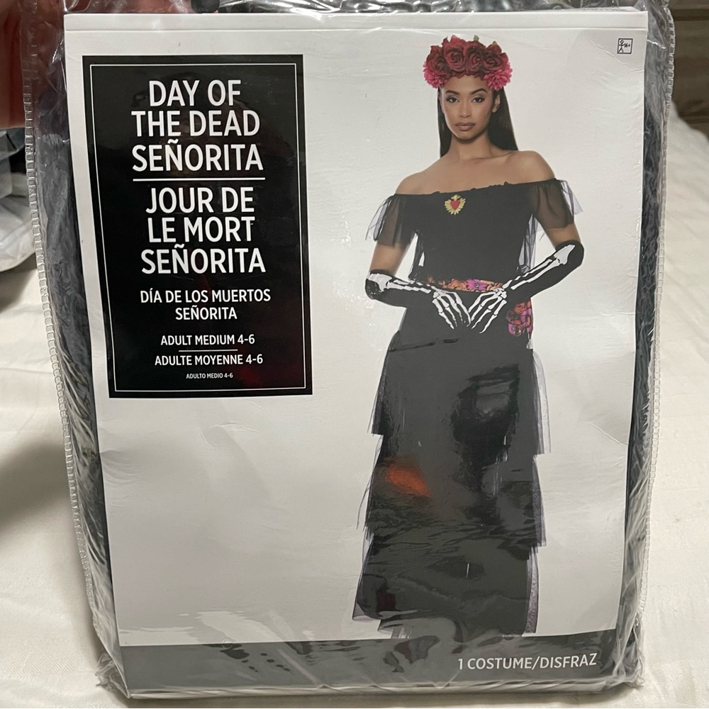 NIP Dia De Los Muertos Day Of The Dead Halloween costume M dress